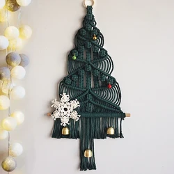 Macrame Christmas Tree Wall Hanging Tapestry Handwoven Boho Decoration Bohemian Decor For Living Room Kids Baby Gift