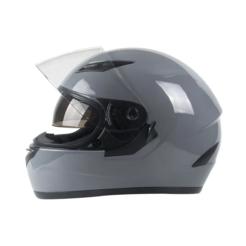 Casco de moto de cara completa para hombre y mujer, visera de moto con lente oscura, Color Gris Cemento, S, M, L, XL