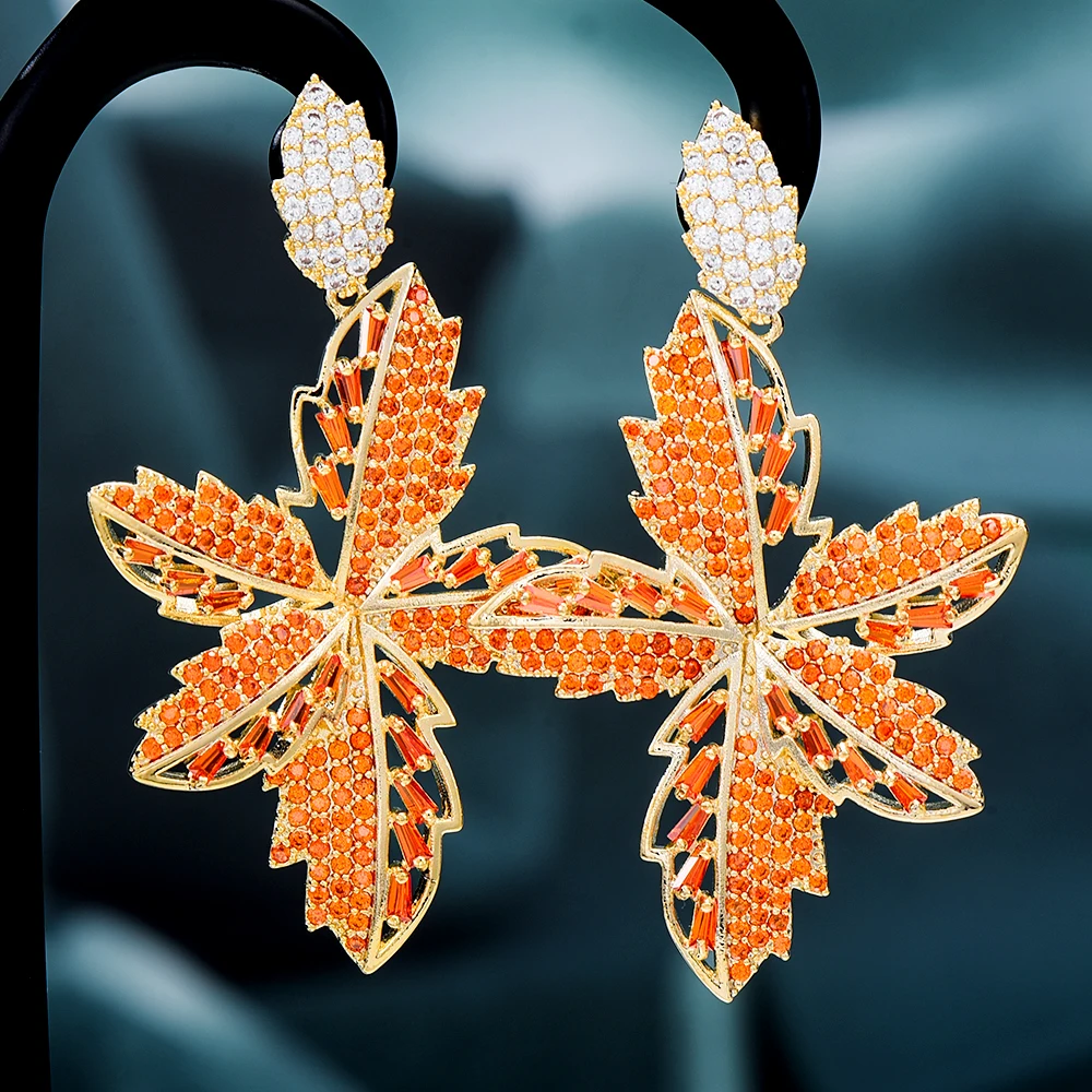 

GODKI Trendy Office Orange CZ Drop Earring For Women Wedding Cubic Zirconia Dubai Bridal Earrings Costume Jewelry Summer Party