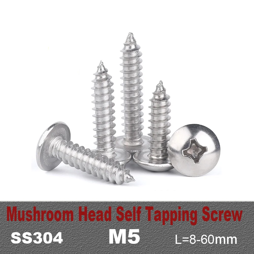 M5 L 8-60mm Mushroom Head Self Tapping Wood Screws KA Philip's Flat Head Screw Hardened Tip Drywall Screw Nail