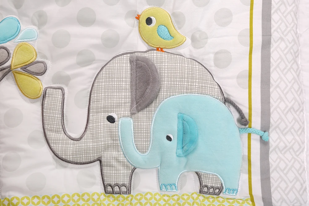 4 pcs Baby Crib Bedding Set for boys hot sale including quilt, crib sheet, crib skirt,pillow case