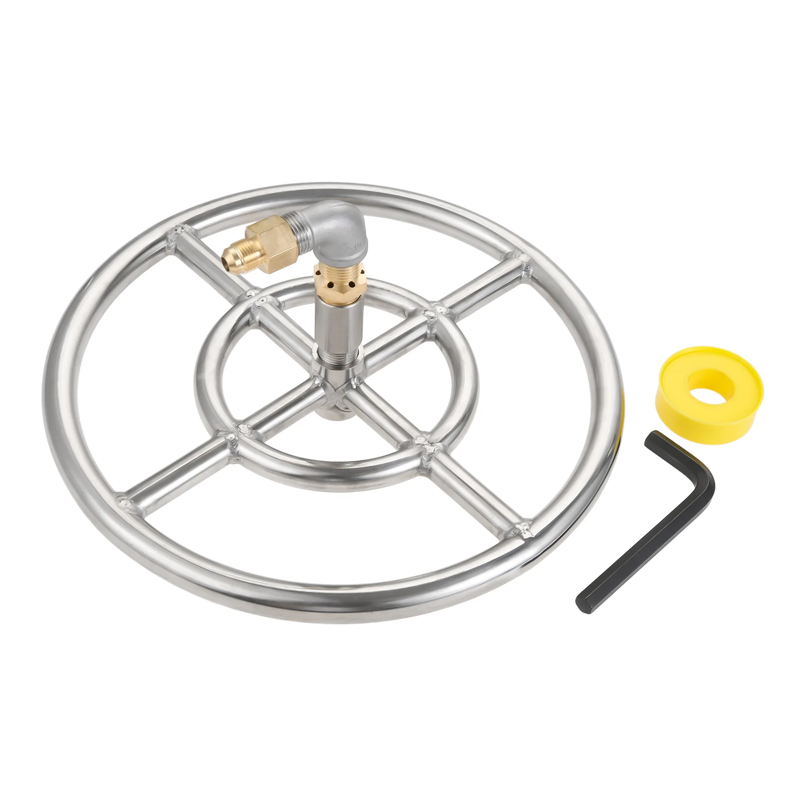 304 Stainless Steel Propane Fire Pit Ring Burner With 150K BTU Valve 12 Inches for Gas/propane/NG Fire Pit