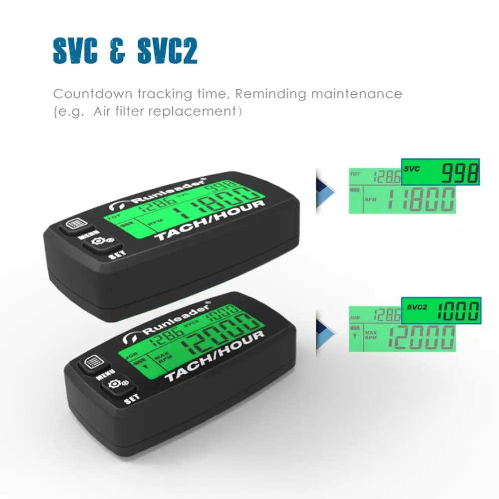 Tacómetro inductivo para motocicleta, medidor de hora del motor, alerta RPM, retroiluminado, reiniciable, cortacésped ATV, HM032B