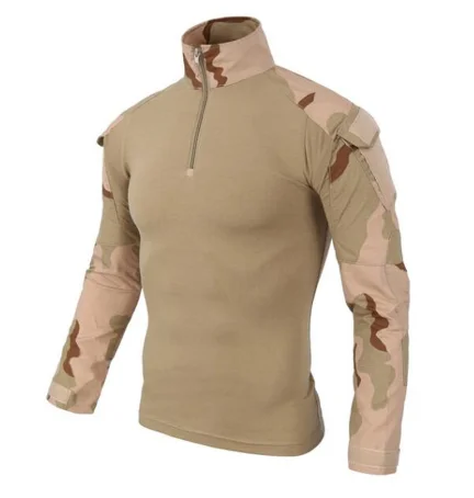 Camisa militar combate camuflada, uniforme militar do exército tático combate rápida batalha de manga comprida