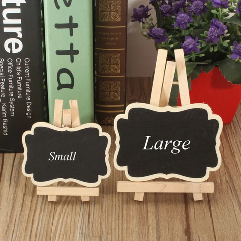 5 PCS/Set Mini Wooden Blackboard Menu Message Label Board Stand Chalkboard Portable Wedding Party Decor Memo Clips Ornaments