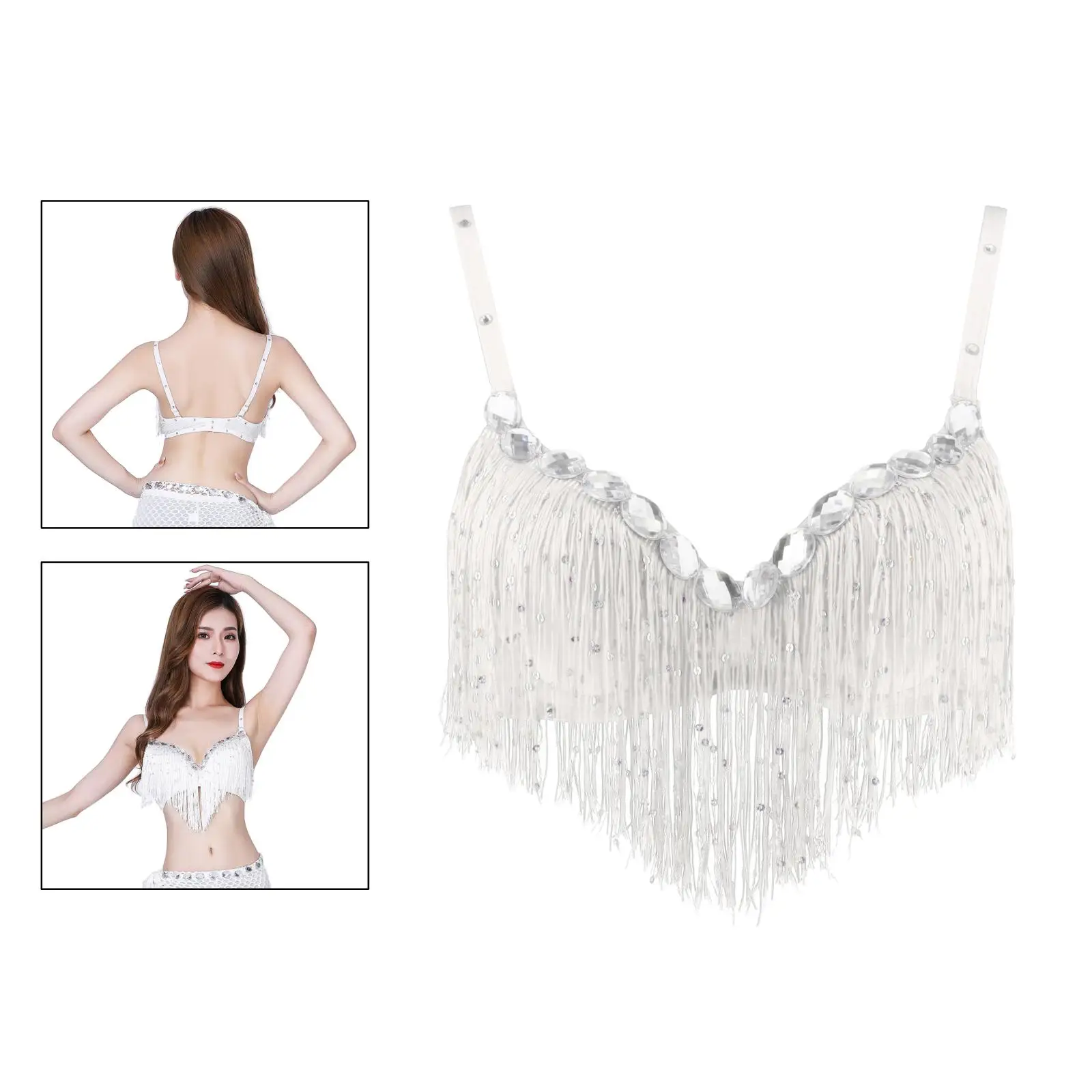 Women's Belly Dance Costume Sequin Bras Tassel Fringe Top Party Festival Club Wear Bra Tops