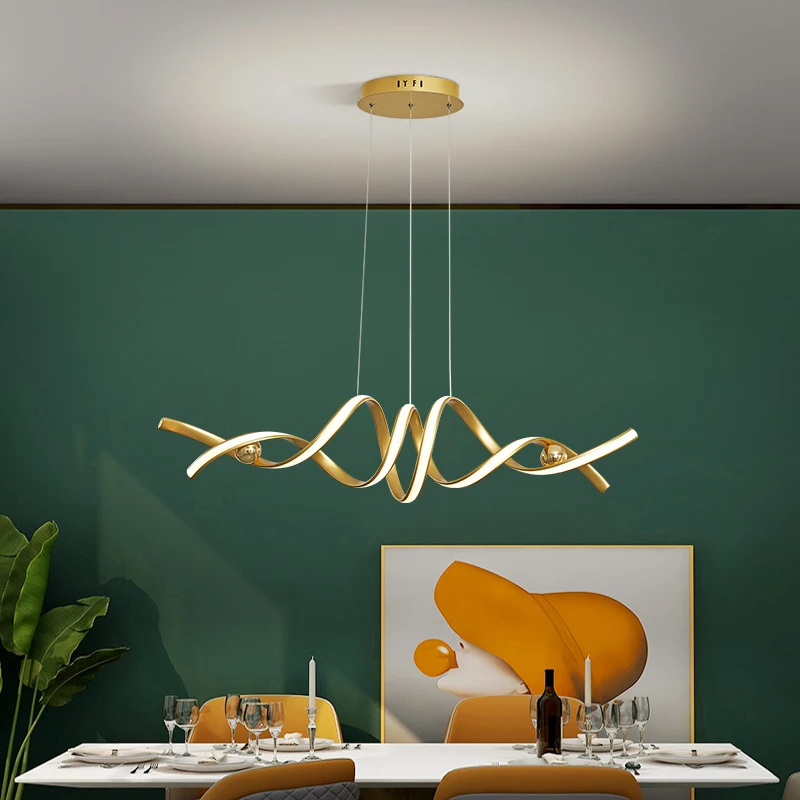 Imagem -02 - Lustre Led Minimalismo Moderno para Sala de Estar Quarto Sala de Estudo Lustre de Teto Interior Dourado ou Preto 100260v