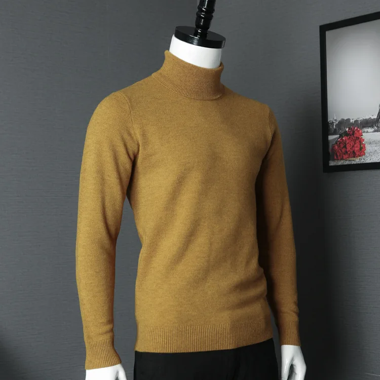 MRMT 2024 Brand Autumn and Winter Men's Sweater Lapel Solid Color Casual Knit Pullover for Male Turtleneck Sweater