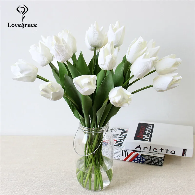 Pu flor artificial de tulipa, toque real, buquê de flores falsas para festa de casamento, decoração de casa e ar livre, entrega rápida