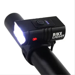 자기 방어 T6 LED 자전거 라이트 10W 800LM USB 충전식 전원 디스플레이 MTB 산악 도로 자전거 전면 램프 손전등 사이클링