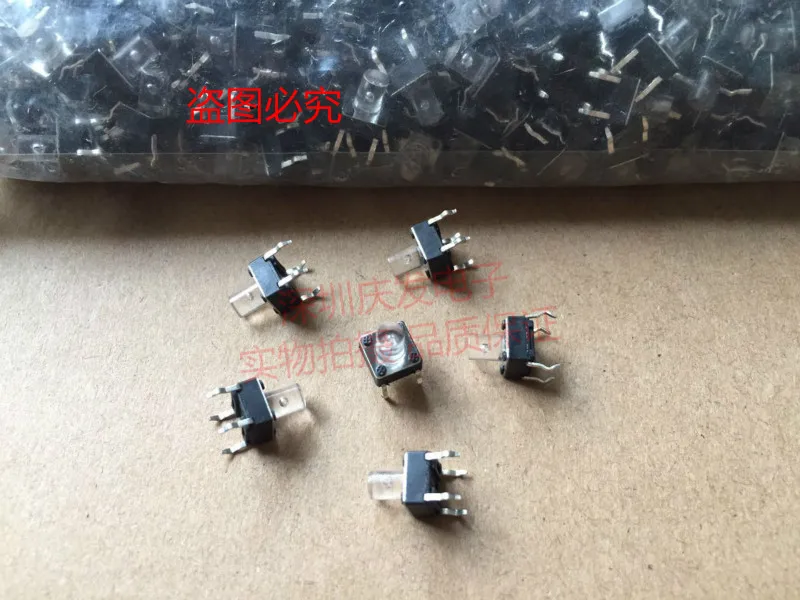 Original New 100% transparent handle 6*6*8mm high touch switch vertical 4pin copper foot key switch 6X6X8MM