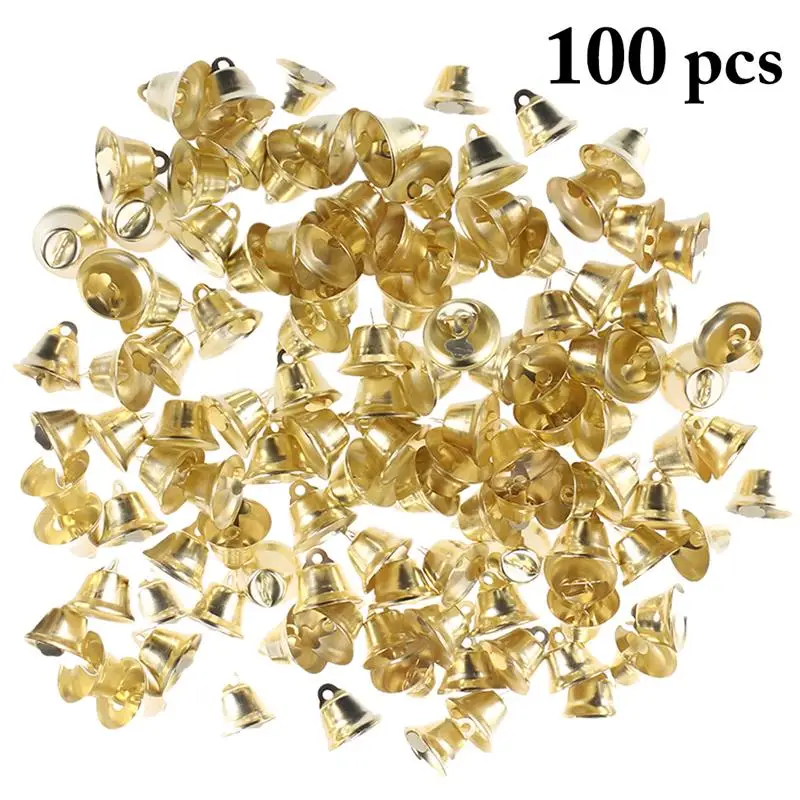 50pcs 1cm Small Mini Jingle Bells Gold Pet Hanging Metal Bell Wedding Christmas Decoration Accessories Bells For Crafts