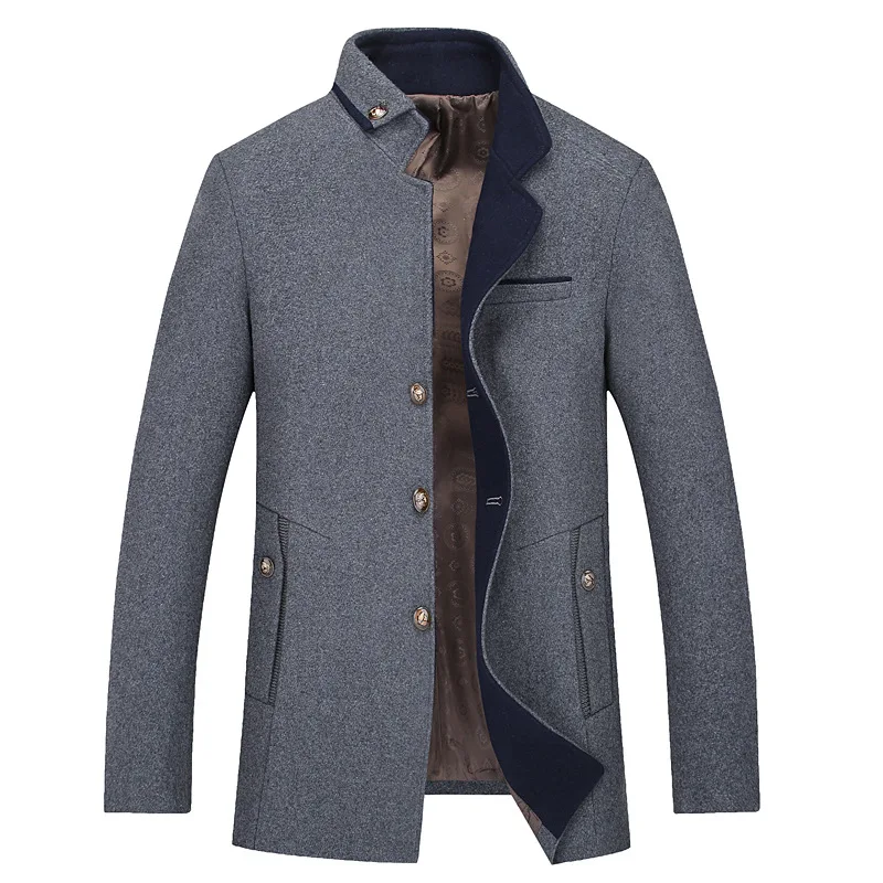 

SRTM 2019 Men'S Autumn And Winter Men'S Casual Jacket Woolen Jacket Middle-Aged Gentleman Business Collar Wool Woolen Coat