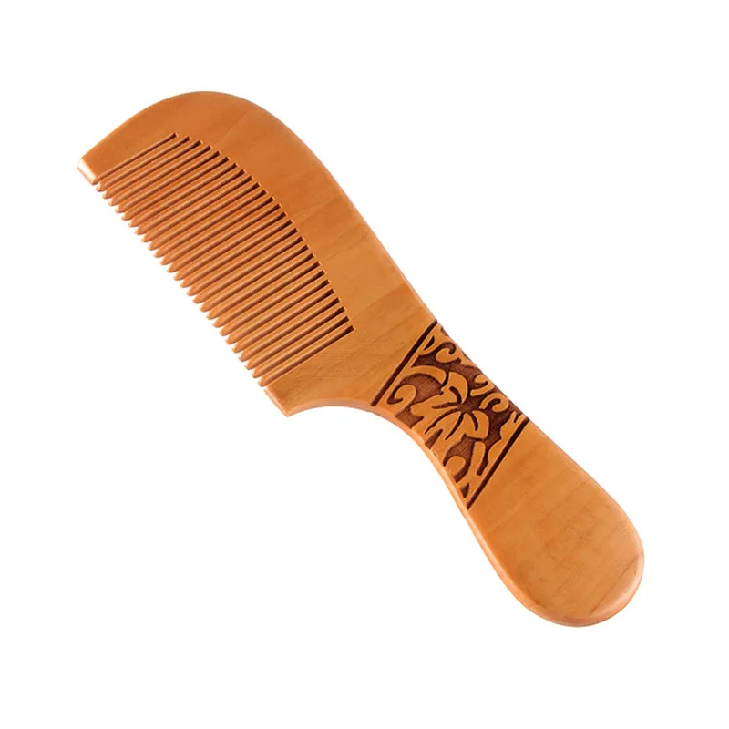 10pcs Carved wooden mahogany comb taomu combs custom anti-static Peach Natural Wooden comb with a handle 188*56*12.5mm PJ96