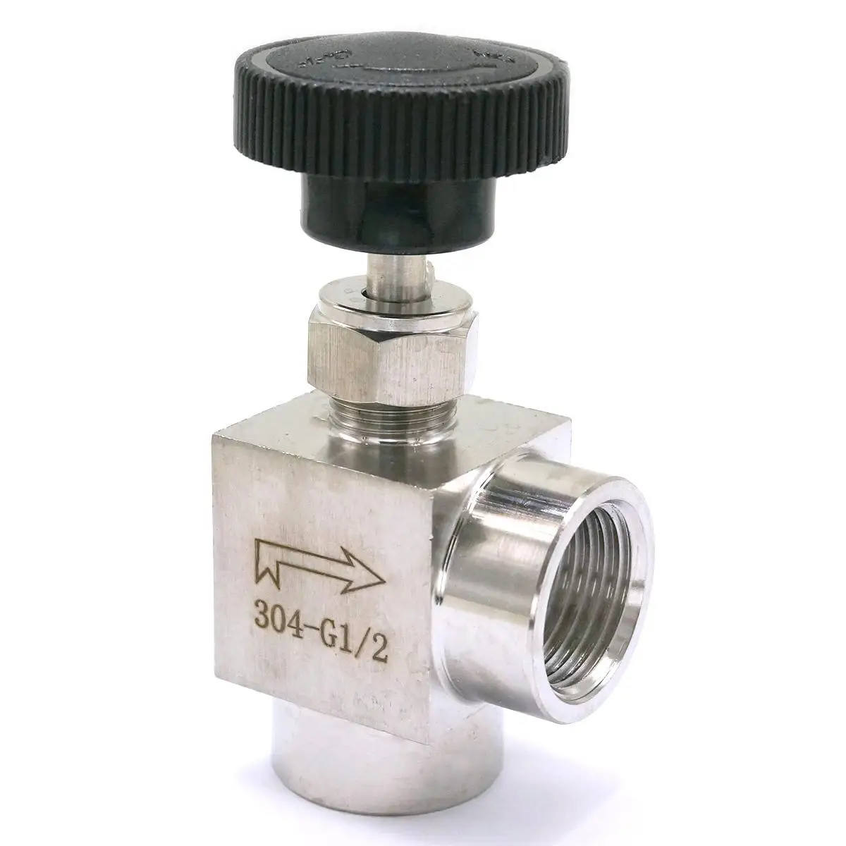 

1/2" BSPP Female 304 Stainless Steel Elbow Equal Shut-off Valve Needle Valve Flow Control Water Gas Oil