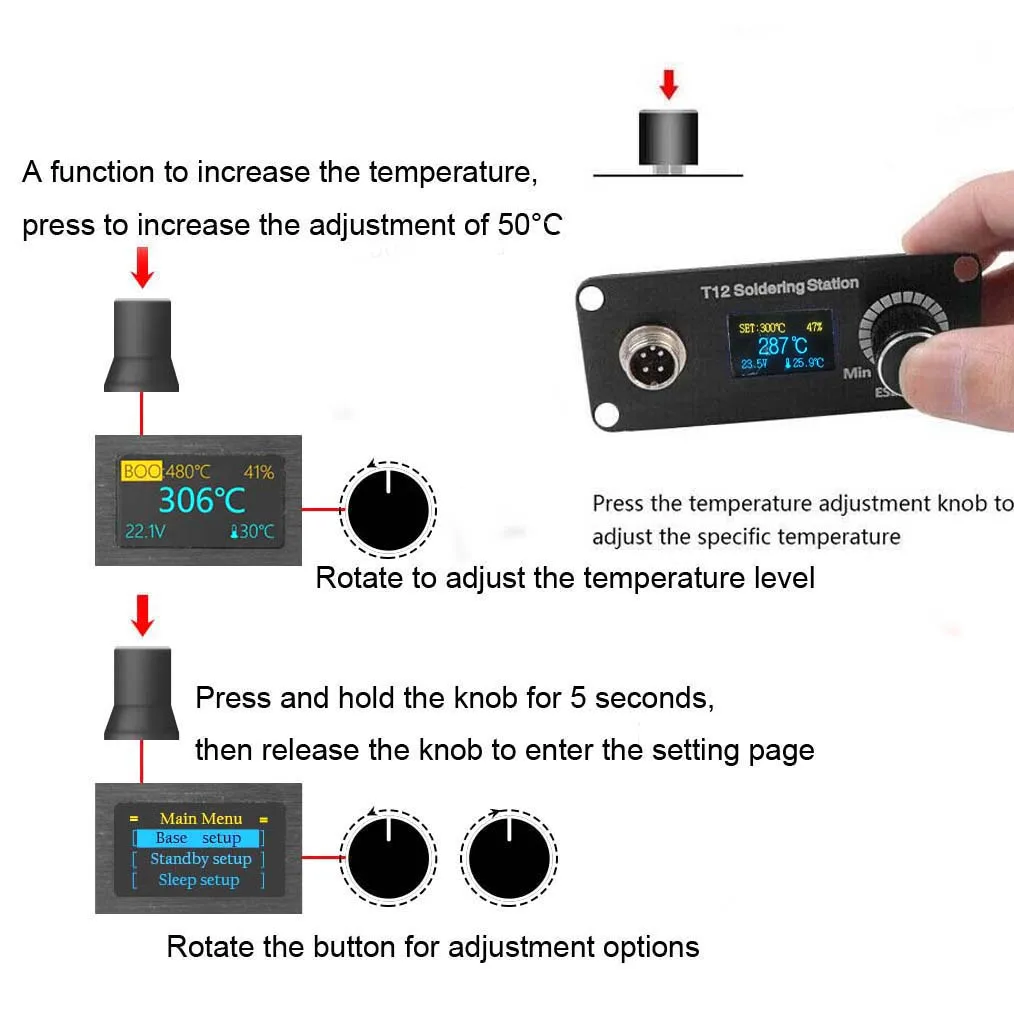Set T12 Mini Soldeerbout Dc 12-24V 72W Oled Verstelbare Temperatuur Elektrische Lassen Soldeer Tip Station tool Geen Power