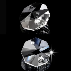 100Pcs/lot  12/14/16mm 2 holes Crystal Octagon Bead Prism Chandelier Crystal