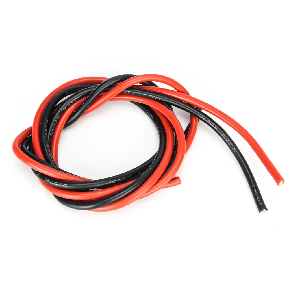 1M black+1M red Silicone Wire 6 10 12 14 16 18 20 22 24 AWG  Flexible Tinned Copper Electronic Cables  For RC Airplane Car Drone