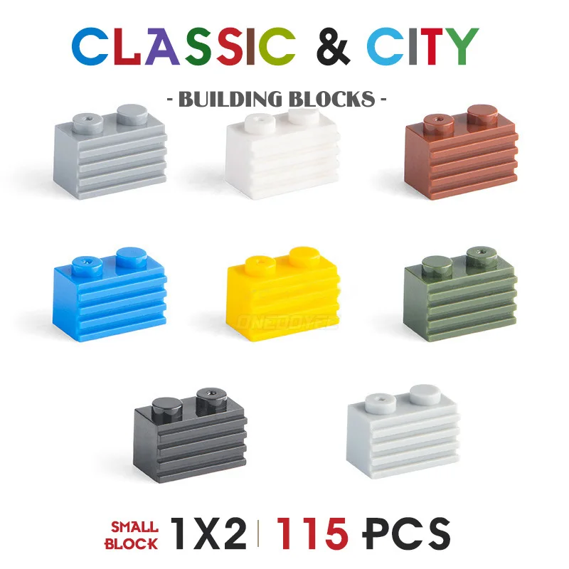 

125PCS DIY Classic Building Blocks Compatible With Brands MOC 1x2 Grooved Brick Bulk Bricks Model Figures For Boys Girls Kids