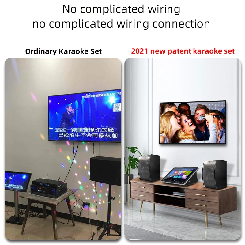 Conjunto de áudio da família ktv, orador do jogador de karaoke com amplificador, misturador, microfone, 4tb hdd 80k chinês e inglês música jukebox