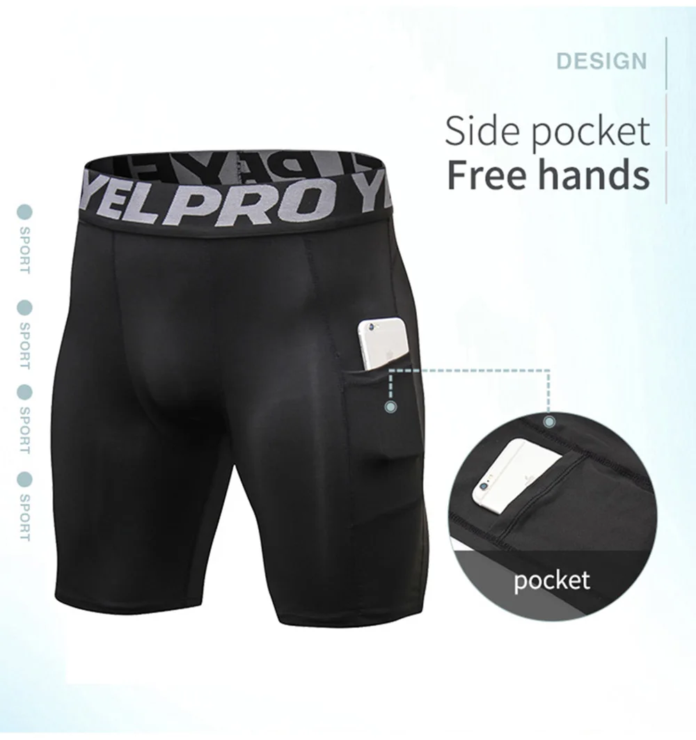 Shorts de compressão de secagem rápida masculinos, calças corrida, calças justas de jogging, musculação fitness, calças de treino