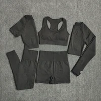 2/3/5PCS Seamless Women Yoga Set Workout Sportswear Gym Clothing Fitness Long Sleeve Crop Top High Waist Leggings Sports Suits - Image 2