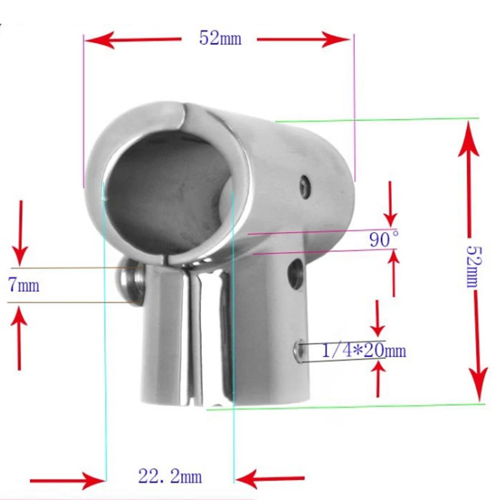 Corrosiebestendig Solid Boot Hand Rail Fittings 90 Graden Marine Rvs Tee 0.87inch