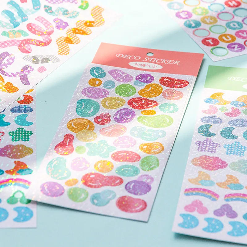 Color Ribbon butterfly Stickers Shiny Laser Mobile Phone Stationery Idol Card DIY Material Decorative Sticker Personalized