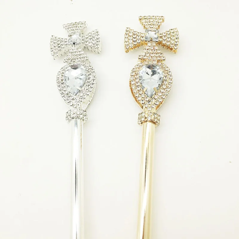 BlingคริสตัลScepter Wandทอง/เงินTiarasและCrowns Scepter King Queenงานแต่งงานพรรคประกวดชุดมือถือProps