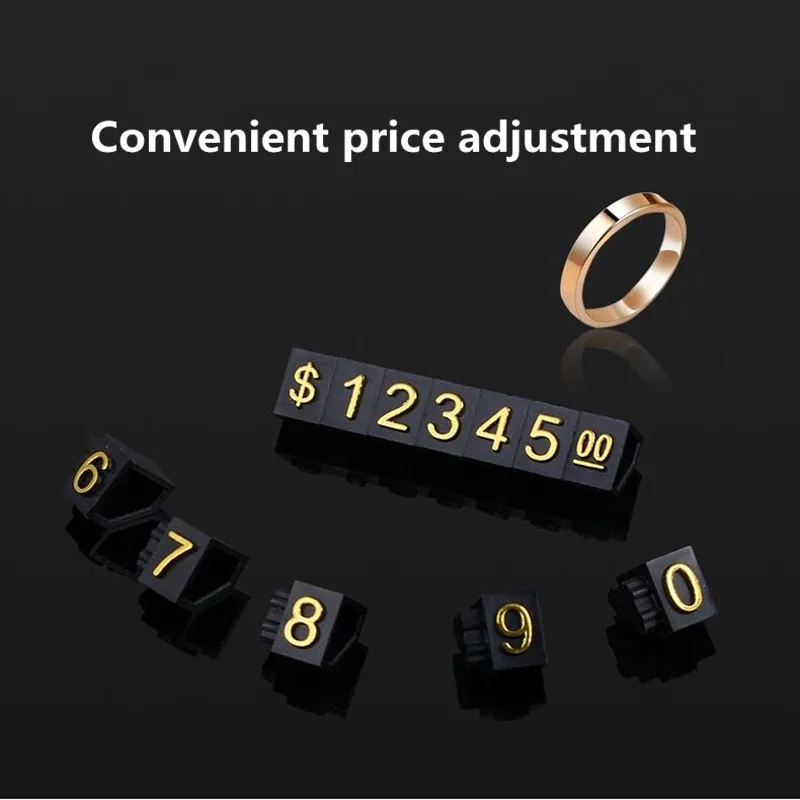 7*9mm 10 Strips Price Tag Number Letter Price Cube Display Adjustable Watch Ring Jewelry Dollar Pricing Label Stand Kit