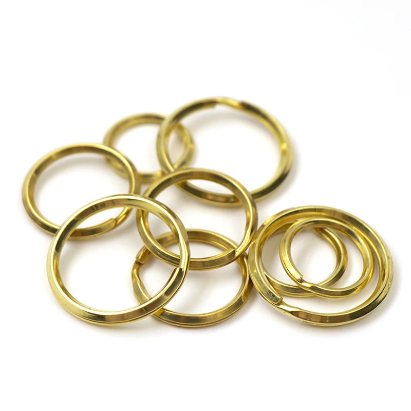 Solid Brass Split Rings Double Loop Keyring 20/25/30mm Keychain Keys Holder Bag Hook Connector DIY Leather Craft Hardware