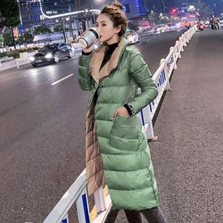 Autumn Winter Female Women Long Coats Double Sided Coats Jacket Women Ultra Light 90% White Duck Down Jacket Slim Down Coat