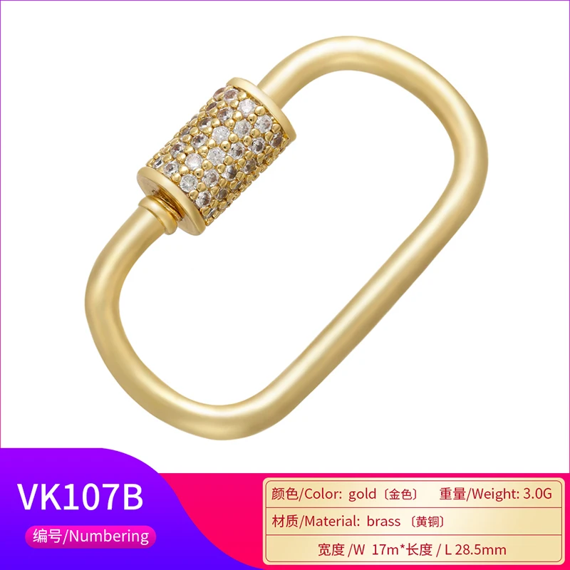 Pavé-Zirkonia 18K vergoldeter Karabinerverschluss DIY Schmuckzubehör für handgefertigte Halsketten- und Armbandkomponenten Schraubverschluss: VK106 – Detail 10