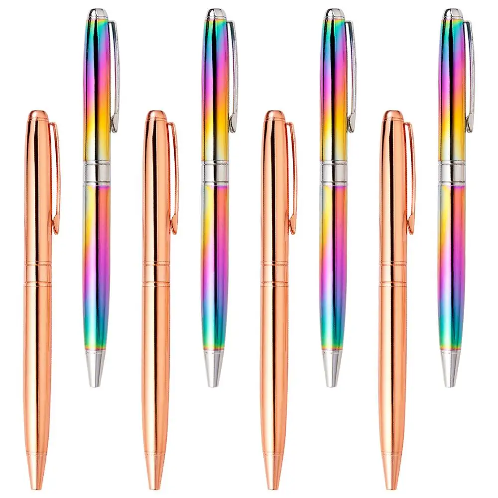 

10pcs/lot Metal Ballpoint Pen Luxury Rose Golden Custom Logo Advertising Rainbow Ballpoint Pen For Gift