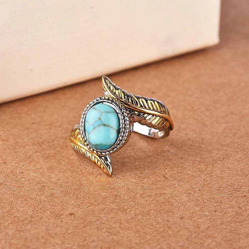 Trendy Finger Rings 925 Silver Jewelry with Turquoise Gemstone Fashion Ring Accessories for Women Wedding Party Gift Wholesale