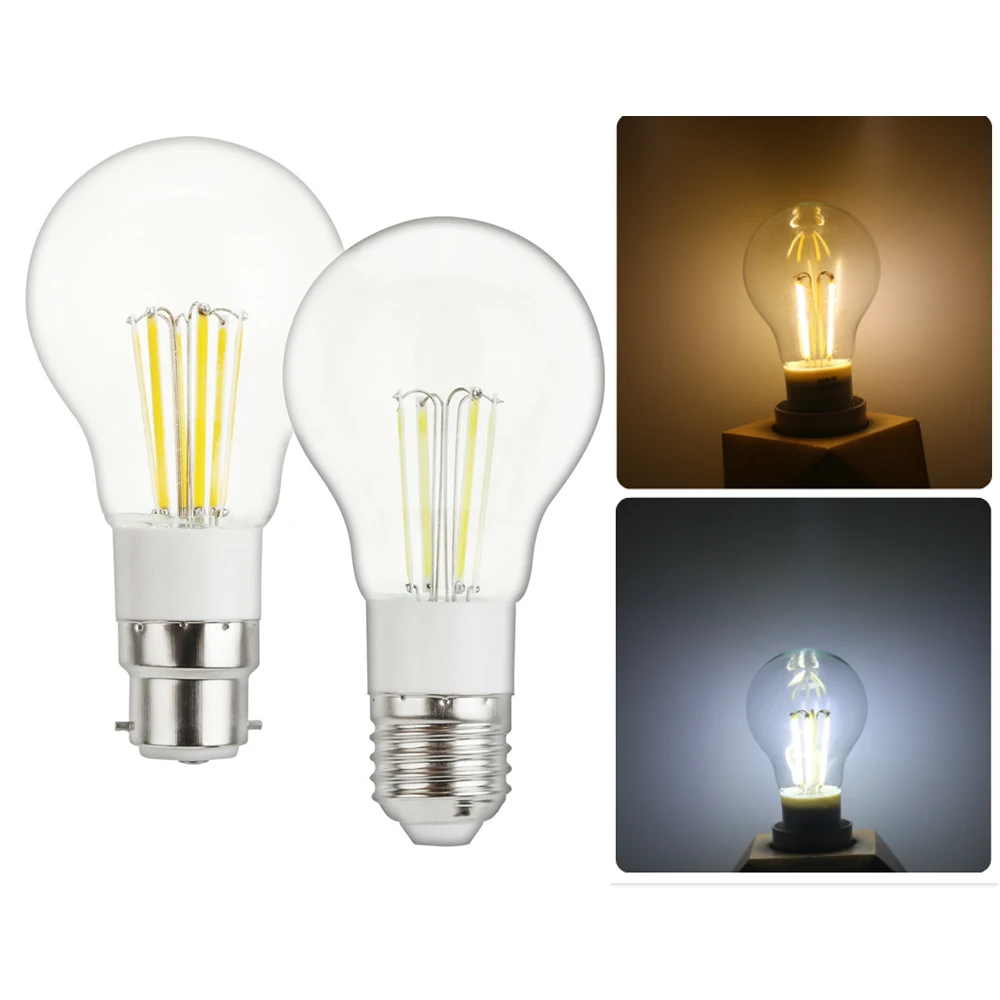 LED Bulb Home Shope Decoration 3W 4W 6W Lamps AC 85-265V DC  12V A55 E27 LED COB Filament Light B22 Bayonet Cold Warm White Lamp