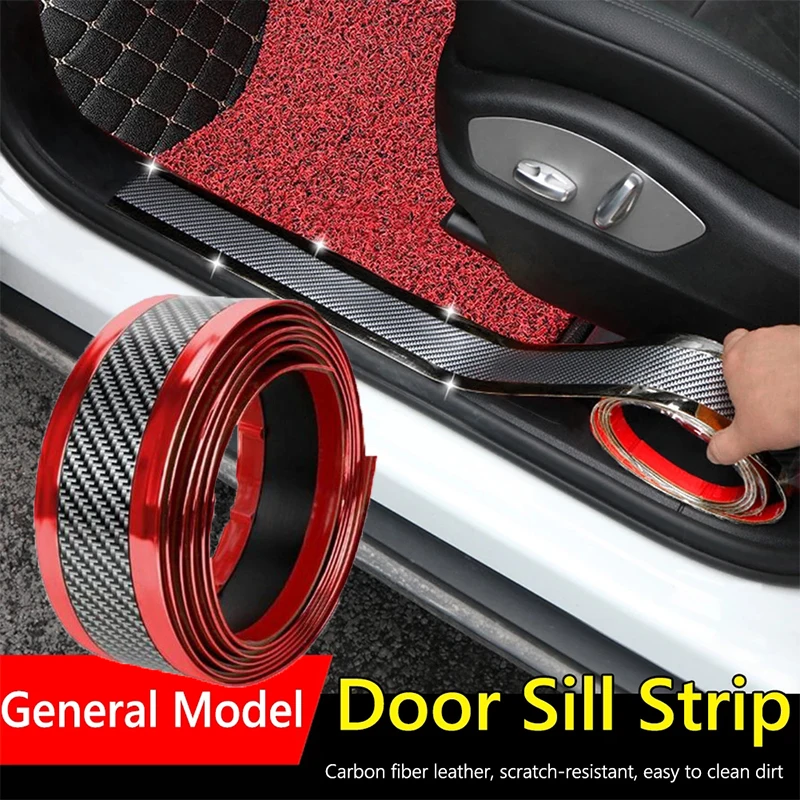 Nano Carbon Fiber Rubber Sticker DIY Protector Strip Auto Door Sill Side Mirror Anti Scratch Tape Waterproof Protection Film