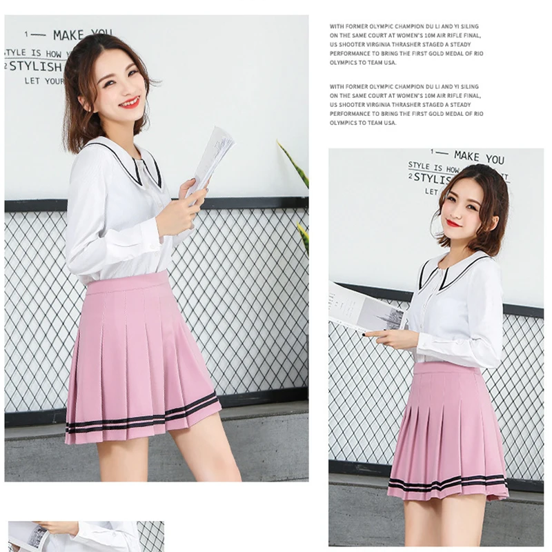 2024 high waist pleated skirts Kawaii Harajuku Skirts women girls lolita a-line sailor skirt Preppy school uniform