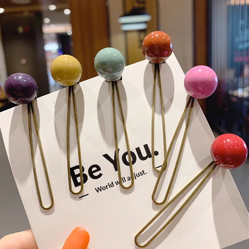 Summer Hot Girls Color Ball Hair Clips Barrette for Women Solid  Simplicity Mini Elegant Hairpin Headdress Hair Accessories