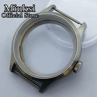 Miksi 43mm silver brushed stainless steel watch case sapphire glass fit ETA6497 6498 Seagull ST3600 ST3620 ST36 series movement