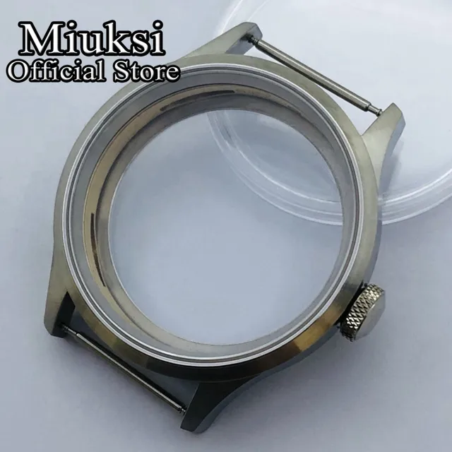 Miksi 43mm srebrna koperta zegarka ze szczotkowanej stali nierdzewnej szafirowe szkło pasuje do mechanizmu serii ETA6497 6498 ST3600 ST3620 ST36