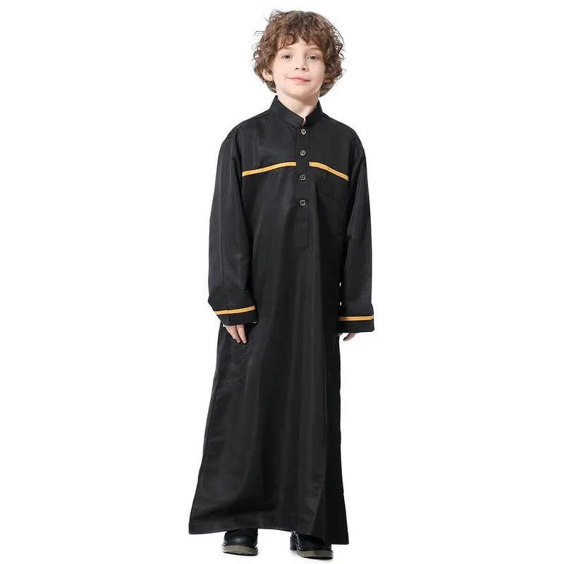 Robe longue Abaya Jubba pour enfants, style musulman, arabe, Thobe Boy, col montant, Caftan, Service de culte du Ramadan