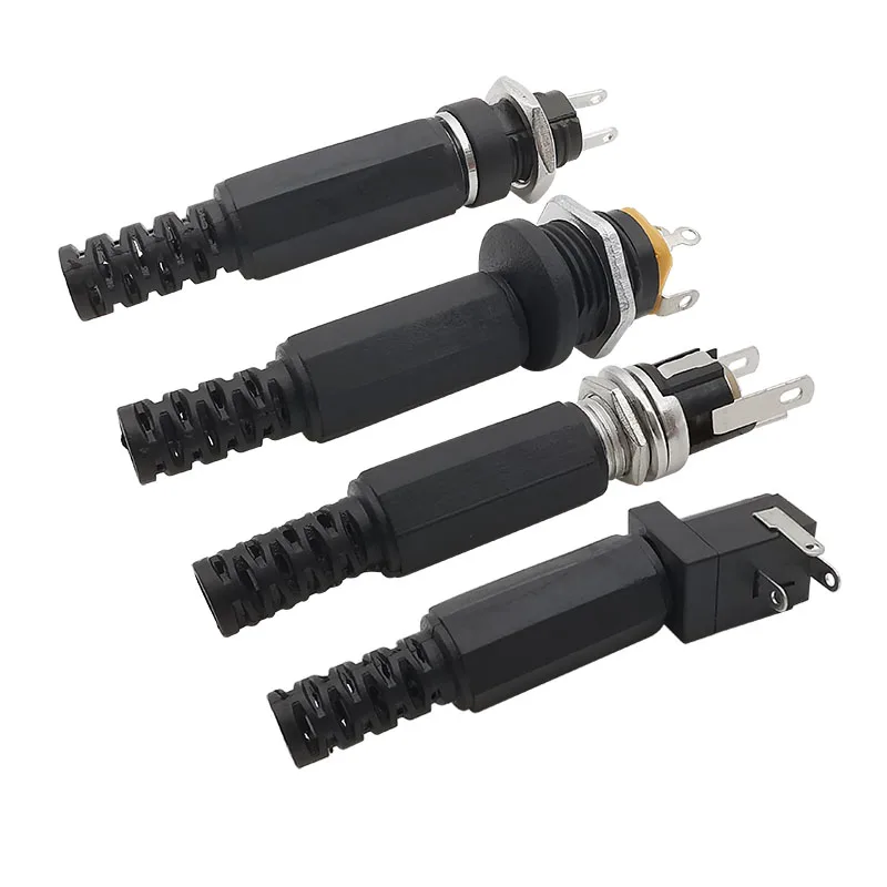 10Pcs/lot 5.5x2.1mm DC Connectors Power Jack Plug Adapter DC Male Female Socket Nut Panel Mount DC Power Connector 5.5*2.1mm