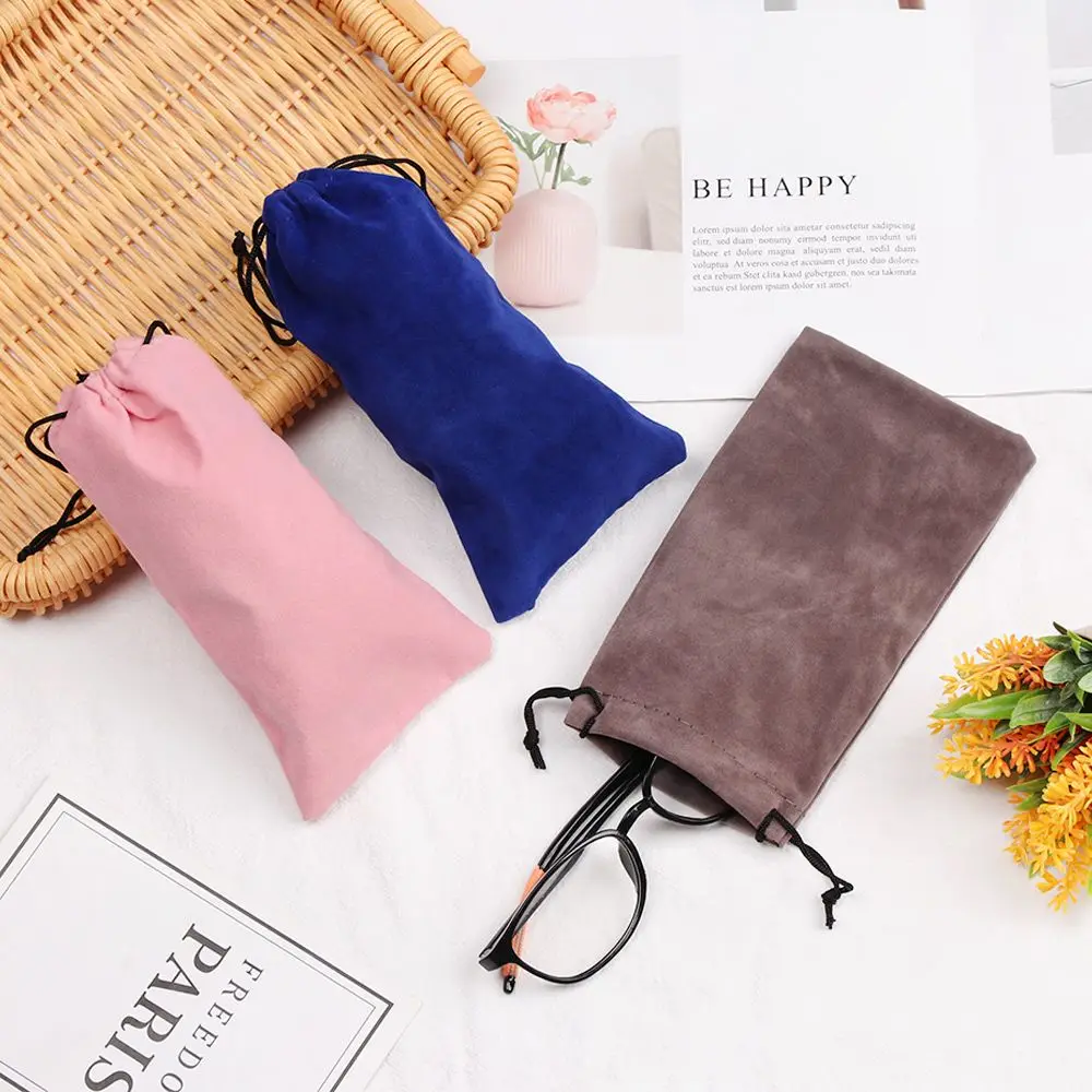 1PC Sunglasses Bags Solid Color Drawstring Pouch Bags Eyewear Accessories Soft Eyeglasses Bag