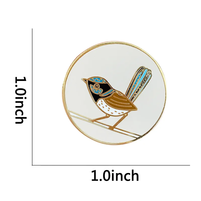 pretty little bird Button badge Australian superb blue fairy wren Bird brooch enamel pin