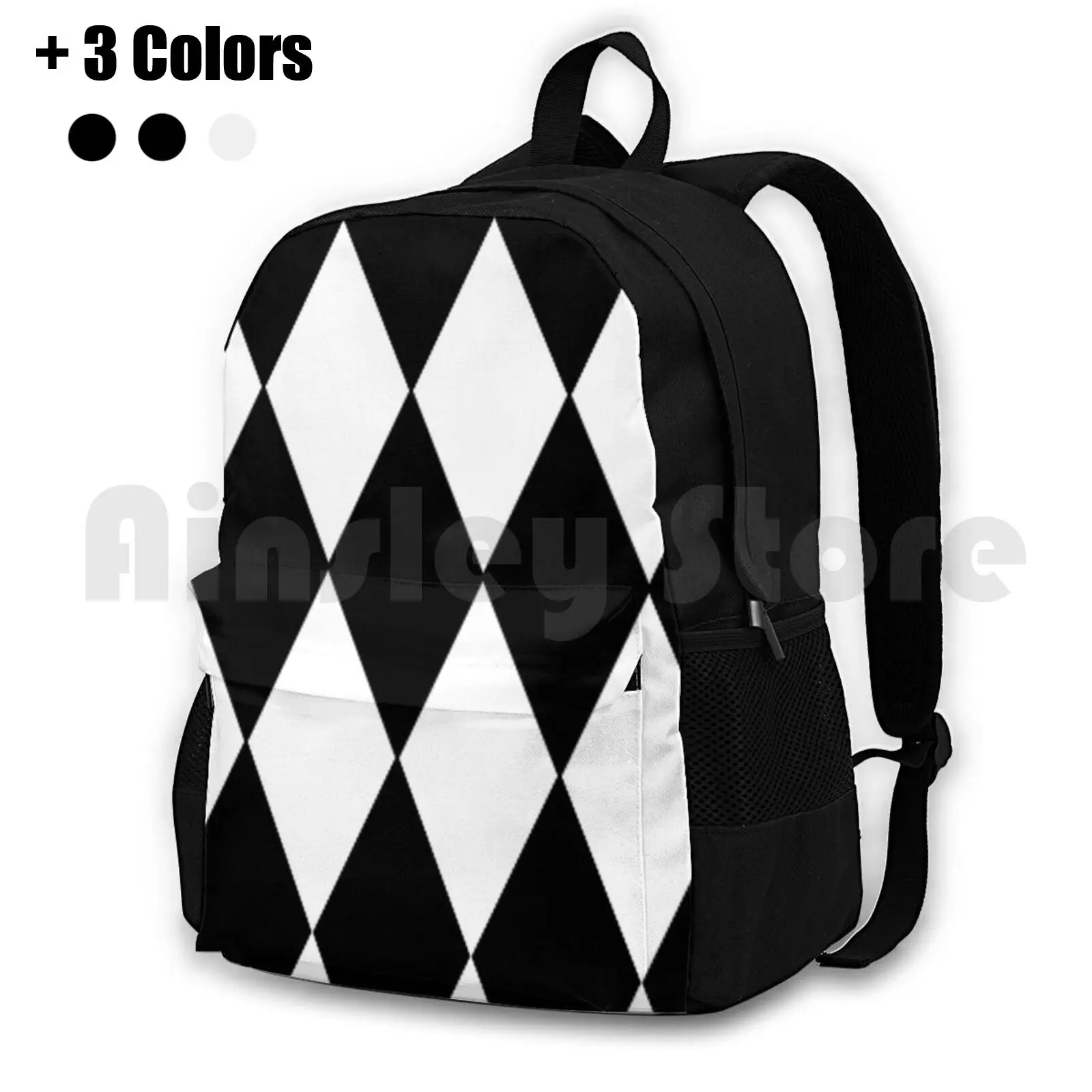 Large Black And White-Diamond-Argyle Pattern Designed For Home Decor And Clothing Outdoor Hiking Backpack Riding Climbing