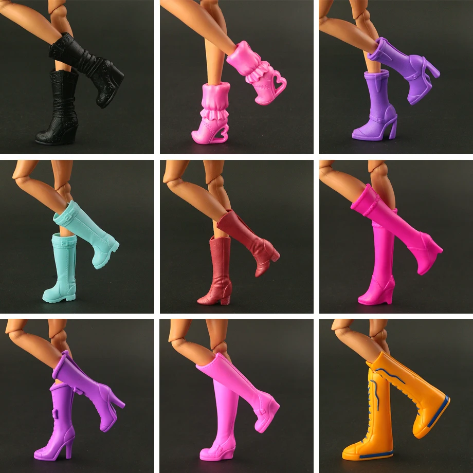 RUHERW 5 Pair / Lot New Original 30 Cm Doll Shoes Mix Style Mix Color Shoes Long Boot For 1/6 Female FR Doll Female