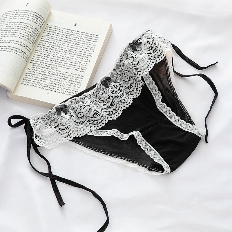 New Japanese Girls\' Panties Sexy Lace Panties Fashion Lace Up Comfort Briefs Low Waist Seamless Underpants Female Lingerie