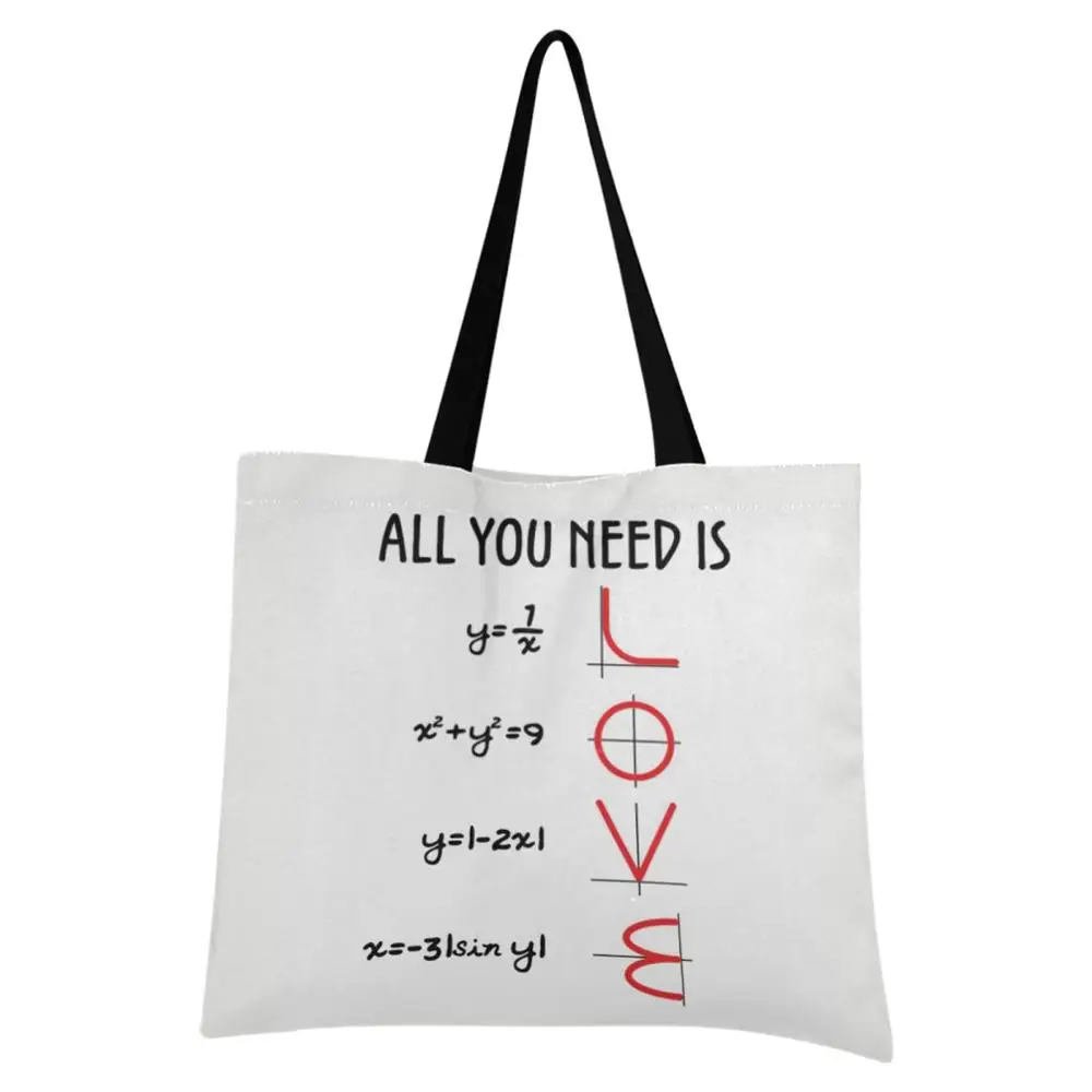 Women Canvas Shopping Bag Mathematical Formula Print Female Cloth Shoulder Bag Eco Handbag Tote Reusable Grocery Shopper Bags