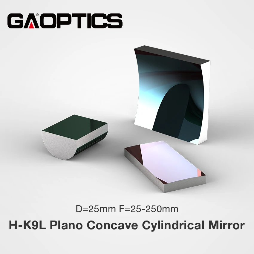 

K9 UVAL Silver Coated Plano Concave Cylindrical Reflect Mirrors Dia.25mm FL25mm to FL 250mm